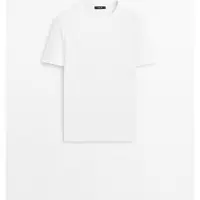 Massimo Dutti - Male - T-Shirt I 100% Merceriseret Bomuld - Hvid - M