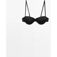 Massimo Dutti - Female - Bandeau Med Ringdetalje Og Syninger - Sort - 75B