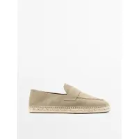 Massimo Dutti - Male - Espadrille Med Spaltlæder - Sand - 45