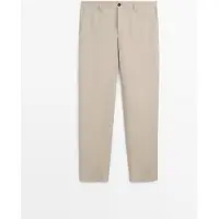 Massimo Dutti - Male - Habitbukser I Hør - Beige - 46
