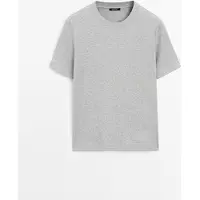 Massimo Dutti - Female - Kortærmet Interlock T-Shirt - Mellemgrå - L