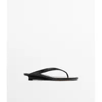 Massimo Dutti - Female - Tå-Sandal Med Mellemhøj Hæl - Sort - 39