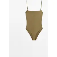 Massimo Dutti - Female - Badedragt Med Tynde Stropper - Kaki - M