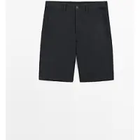 Massimo Dutti - Male - Bermudashorts I Hør - Marineblå - L