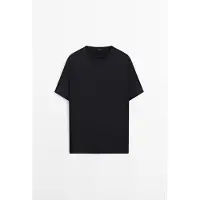 Massimo Dutti - Male - T-Shirt I 100% Merceriseret Bomuld - Marineblå - M