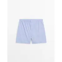 Massimo Dutti - Male - Ensfarvede Boxershorts I Poplin - Himmelblå - M