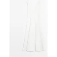 Massimo Dutti - Female - Midikjole I Hørblanding Med Blødt Fald - Hvid - 38