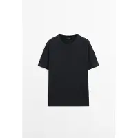 Massimo Dutti - Male - Kortærmet T-Shirt I 100 % Bomuld - Marineblå - M