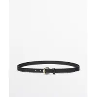 Massimo Dutti - Female - Bælte I Skind Med Buet Spænde - Sort - S / 80cm
