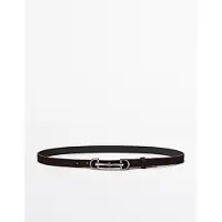 Massimo Dutti - Female - Ridebælte I Nubuckskind - Brun - Xs / 75cm