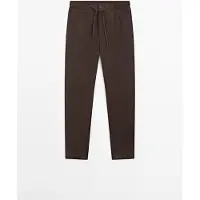 Massimo Dutti - Male - Jogger Bukser I Hør - Brun - L