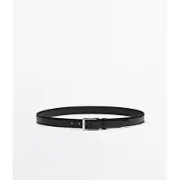 Massimo Dutti - Male - Elegant Bælte I Nappaskind Med Pyntestikninger - Sort - 95