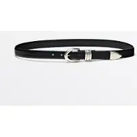 Massimo Dutti - Female - Bælte I Nappaskind Med Metaldetalje - Sort - S / 80cm