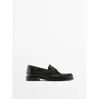 Massimo Dutti - Female - Bløde Mokkasiner I Skind - Sort - 37