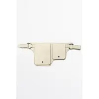 Massimo Dutti - Female - Bæltetaske Med To Rum I Spaltlæder - Råhvid - 01