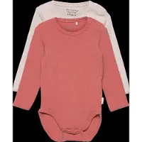 Minymo Body l/æ - Rib - 2-pak - Canyon Rose - - 1 år (80) - Body L/Æ