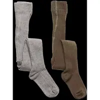 Minymo Strømpebukser - 2-Pak - Solid Rib - Light Grey Melange - - 92/98 - Strømpebukser