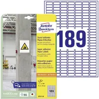 Avery Etiketter 25.4x10 mm hvid permanent med ekstra stærk klæbeevne - (20 ark x 189 stk.