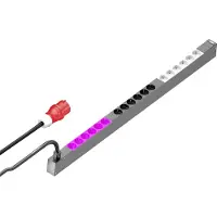 Rittal PDU Basic - Strømfordelingsenhed - AC 400 V - 11 kW - tre faser - output-stikforbindelser: 18 (18 x strøm CEE 7/3) - 0U - 3 m ledning
