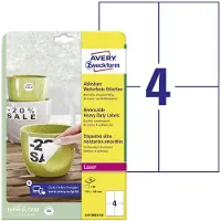Avery-Zweckform L4719REV-20, Hvid, Selvklæbende printeretiket, A4, Folie, Polyester, Laser, Aftagelig