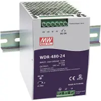 MEAN WELL WDR-480-24, 480 W, 180 - 550 V, 47 - 63 Hz, 1.6 - 4 A, Aktiv, 18 ms