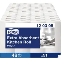Tork Køkkenrulle Extra Soft 3-lags K1 hvid 12,2m - (12 pakker x 4 ruller)