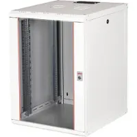 Roline 26.21.0007, Vægmonteret stativ, 16U, Nøglelås, Rack skinner, 36 kg, Grå