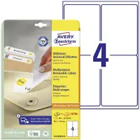 Avery Universaletiketter 99.1x139 mm hvid aftageligt - (30 ark x 4 stk.)