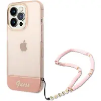 GUESS GUHCP14XHGCOHP iPhone 14 Pro Max 6,7" pink/pink hardcase Translucent Pearl Strap