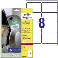 Avery Etiketter 99,1x67,7 mm hvid - ekstrem slidstærk - (10 ark x 8 stk.)