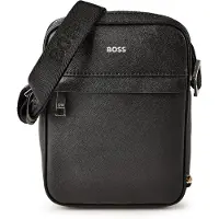 BOSS Skuldertaske i genanvendt læder med justerbar logorem