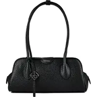 Calvin Klein Skuldertaske 'Emblem Pebble Grain Extended Side Shoulder' sort