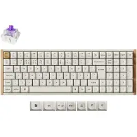 Keychron K4 HE SE (Wood) - Wireless Tri-Mode Hot Swap QMK Gateron 2.0 Purple Magnetic (Hall Effect) - Gaming Tastatur - Nordisk - Hvid