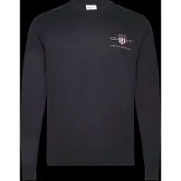 Gant Ganttil mænd. 2004058 Medium Archive Shield langærmet T-shirt navy (XL), Casual, Bomuld, Lange ærmer, Blå