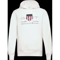 Gant Ganttil mænd. 2047082 Archive Shield hættetrøje off-white (XXL), Hvid, Casual, Bomuld, Lange ærmer