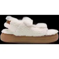 Moon Boot Moon Boottil kvinder. 80D2420020 Off-white sandaler i shearling-læder (41), Hvid, Fast, 1-3 cm, Velcro, Casual