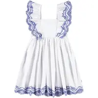 Molo Kjole - Clementine - Crisp White m. Broderinger - - 5-6 år (110-116) - Kjole