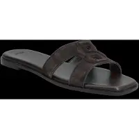 BOSS Slides i ruskind med syet Double B-monogram