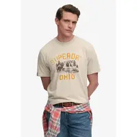 Superdry Superdrytil mænd. M1012443A Wild Frontier-T-shirt i beige (L), Casual, Bomuld, Korte ærmer