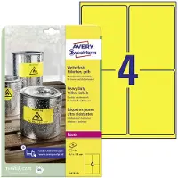 Avery Zweckform Etiketter 99,1x139 mm stærk gul - (20 ark x 4 stk.)