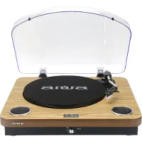 Aiwa LPS-25WD pladespiller med indbyggede højtalere, træ