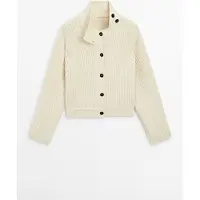 Massimo Dutti - Female - Turtleneck-Cardigan I 100 % Bomuld - Råhvid - L
