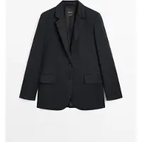 Massimo Dutti - Female - Ekstra Fin Blazer Med To Knapper - Marineblå - 34