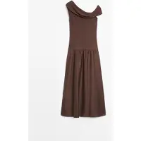 Massimo Dutti - Female - Midikjole Med En Bar Skulder - Brun - L