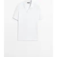 Massimo Dutti - Male - Poloshirt I Bomuldspiqué Med Mikrostruktur - Hvid - M