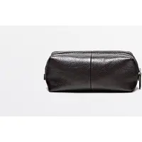Massimo Dutti - Male - Toilettaske I Nappaskind Med Lynlås - Brun - 01