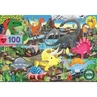 Eeboo Puslespil - 100 Brikker - Dinoland - - OneSize - Puslespil
