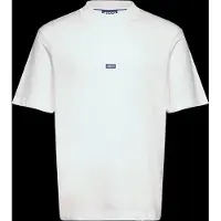 HUGO Bomulds-T-shirt med ribstrikket halskant og logomærke