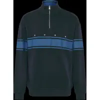 HUGO Sweatshirt i bomuld med lynlås i halsen og stribet print