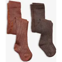 Minymo Strømpebukser - 2-Pak - Rib - Bambus - Cocoa Brown - - 68/74 - Strømpebukser